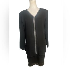 Nicole Paris Women’s Size 12 Black Dress With Rhinestone Detail